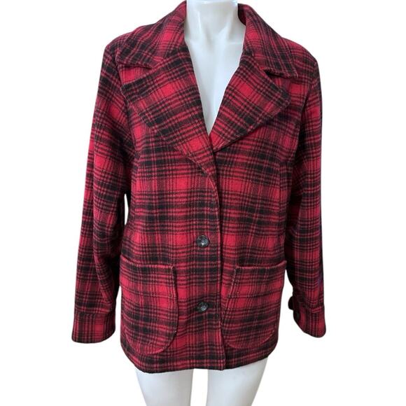 Woolrich Women's Red Plaid Coat 15125 Ruby Wool Size Large - Picture 1 of 8